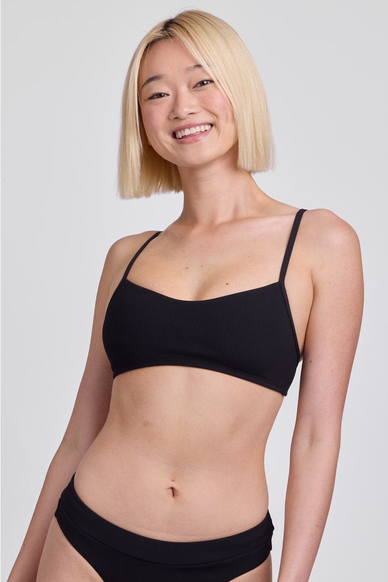 Eryn Bikini Top, Main, color, Black Ribbed