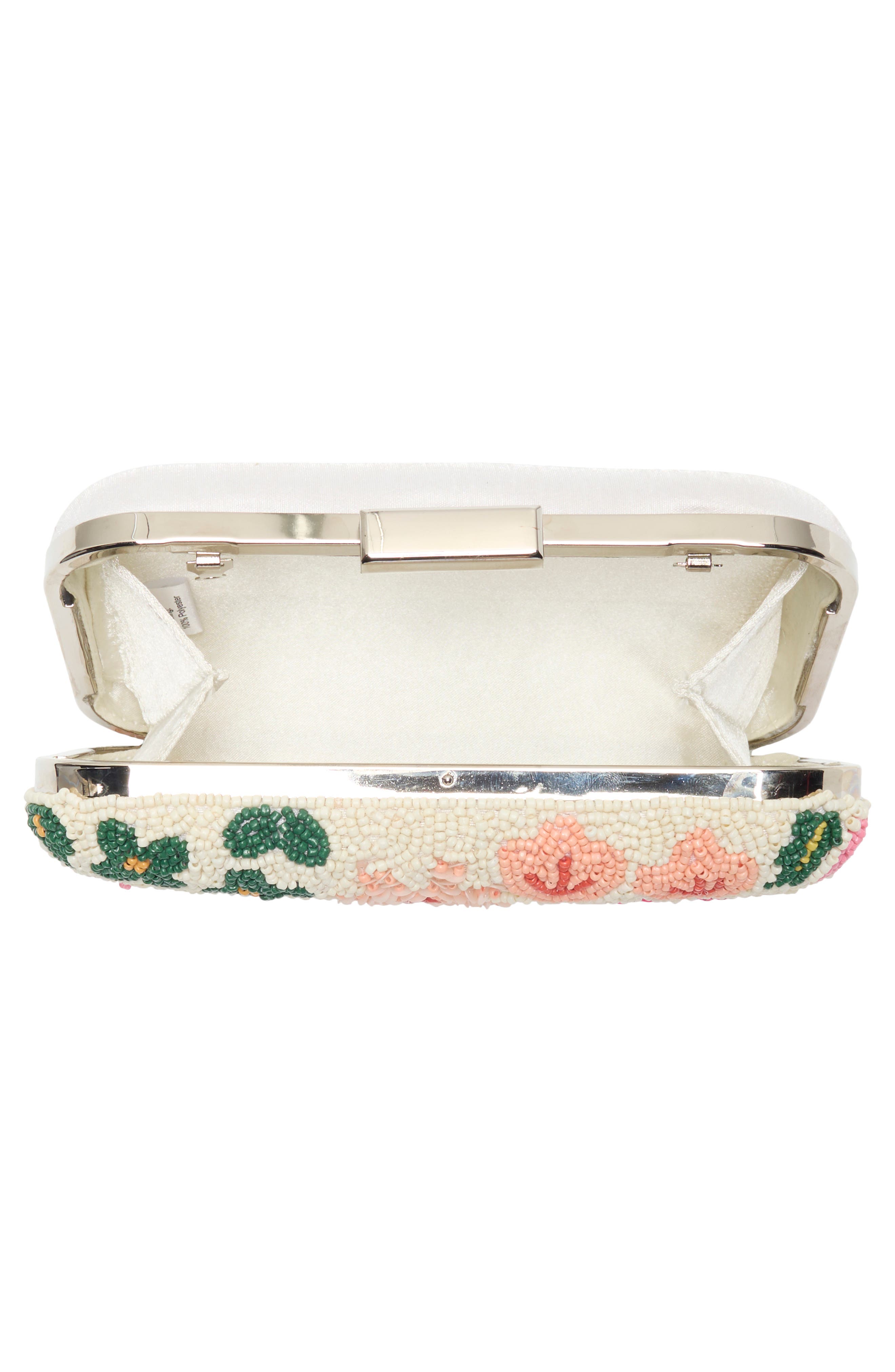 Beaded Floral Minaudiere, Alternate, color, IVORY MULTI