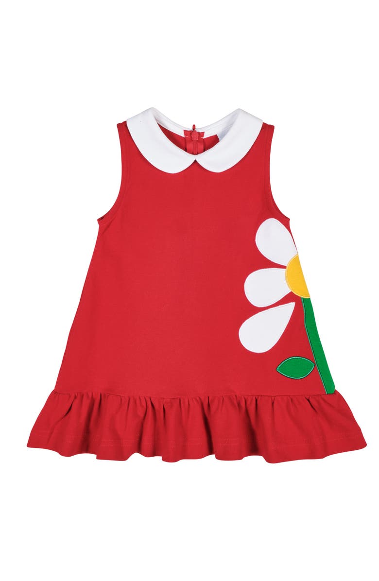 Florence Eiseman Knit Dress With Flowers, Main, color, Red