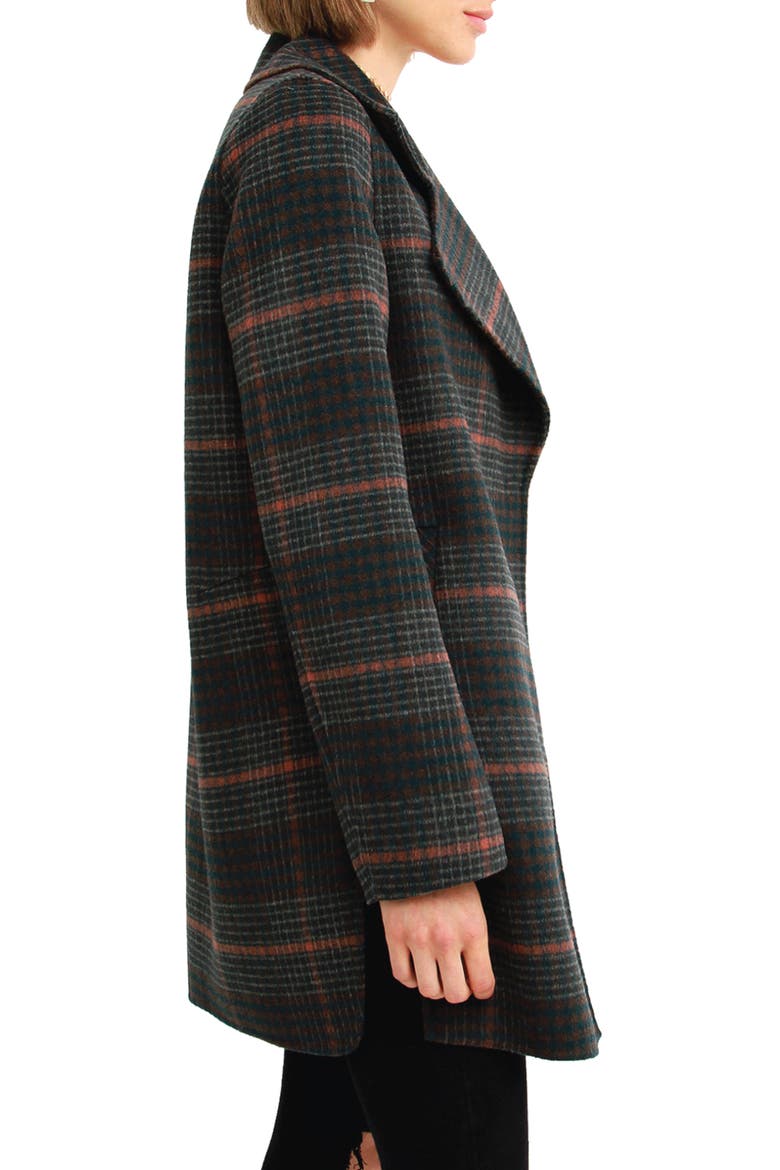 Ex-Boyfriend Plaid Wool Blend Coat, Alternate, color, BROWN PLAID