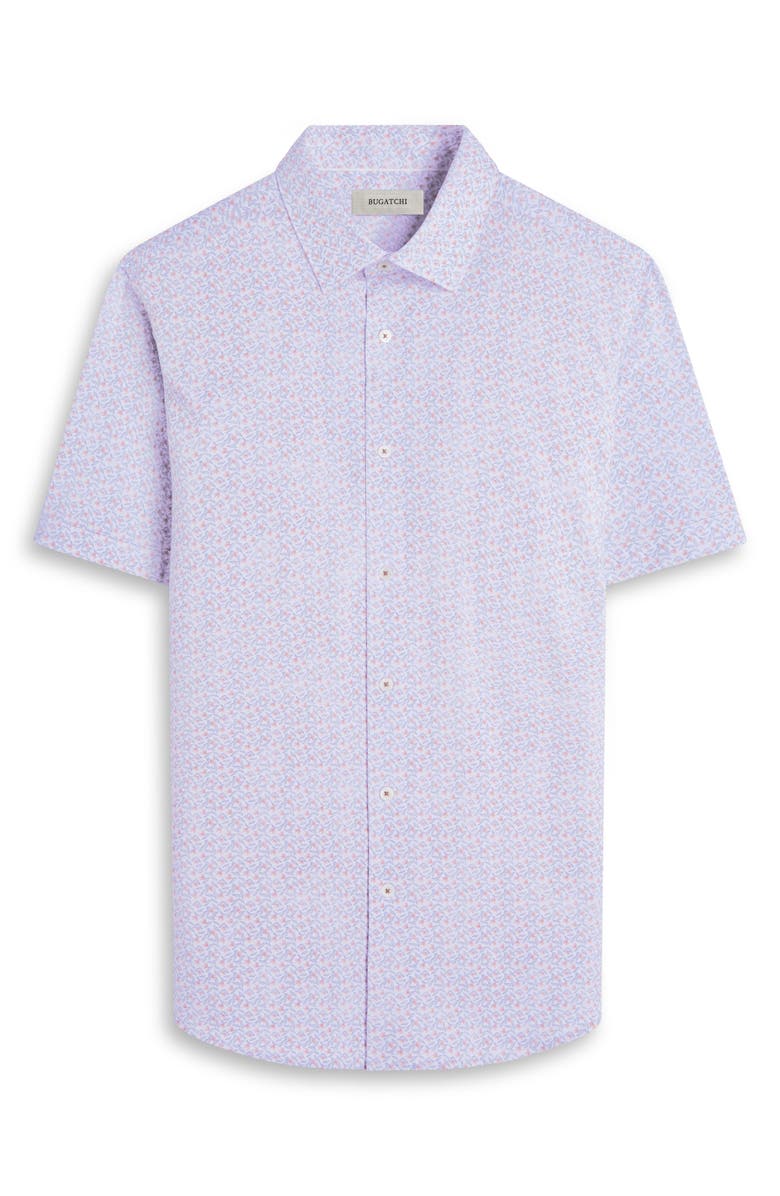 Bugatchi Miles OoohCotton<sup>®</sup> Floral Short Sleeve Button-Up Shirt, Alternate, color, Jaffa