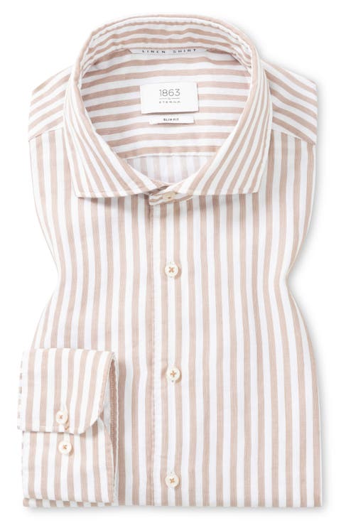 Slim Fit Cotton & Linen Button-Up Shirt