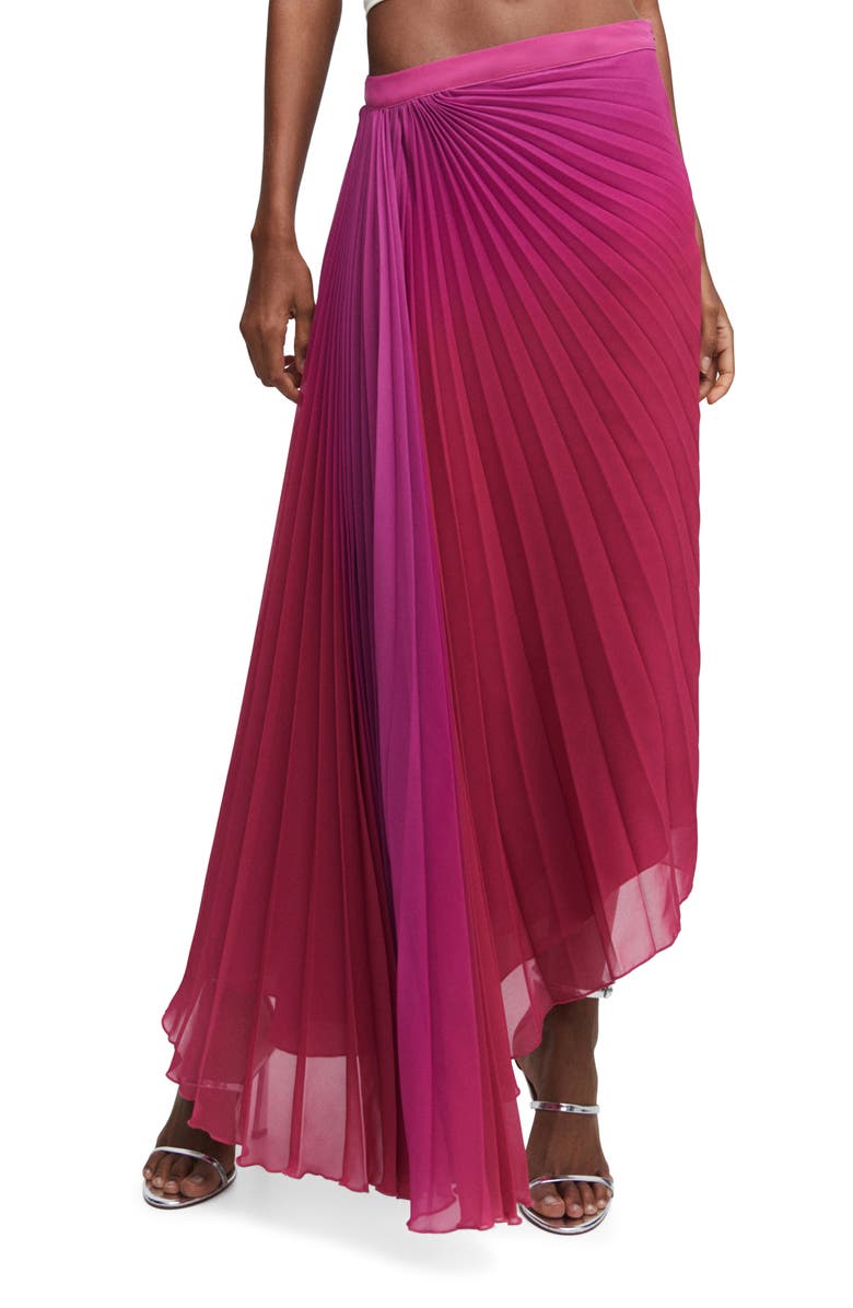 MANGO Ombré Pleated Asymmetric Hem Skirt, Main, color, 