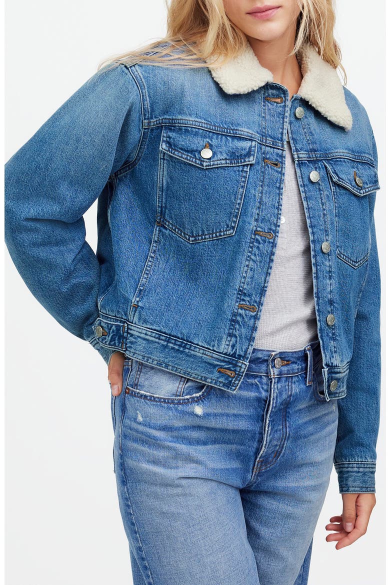 Fleece Collar Jean Jacket, Main, color, LANESBORO WASH