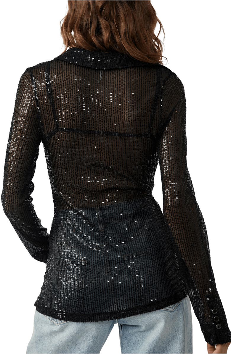Free People Sequin Ruched Shirt, Alternate, color, 
