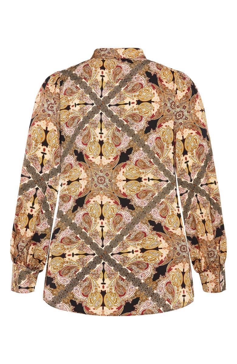 City Chic Mylah Print Tie Neck Shirt, Alternate, color, Paisley