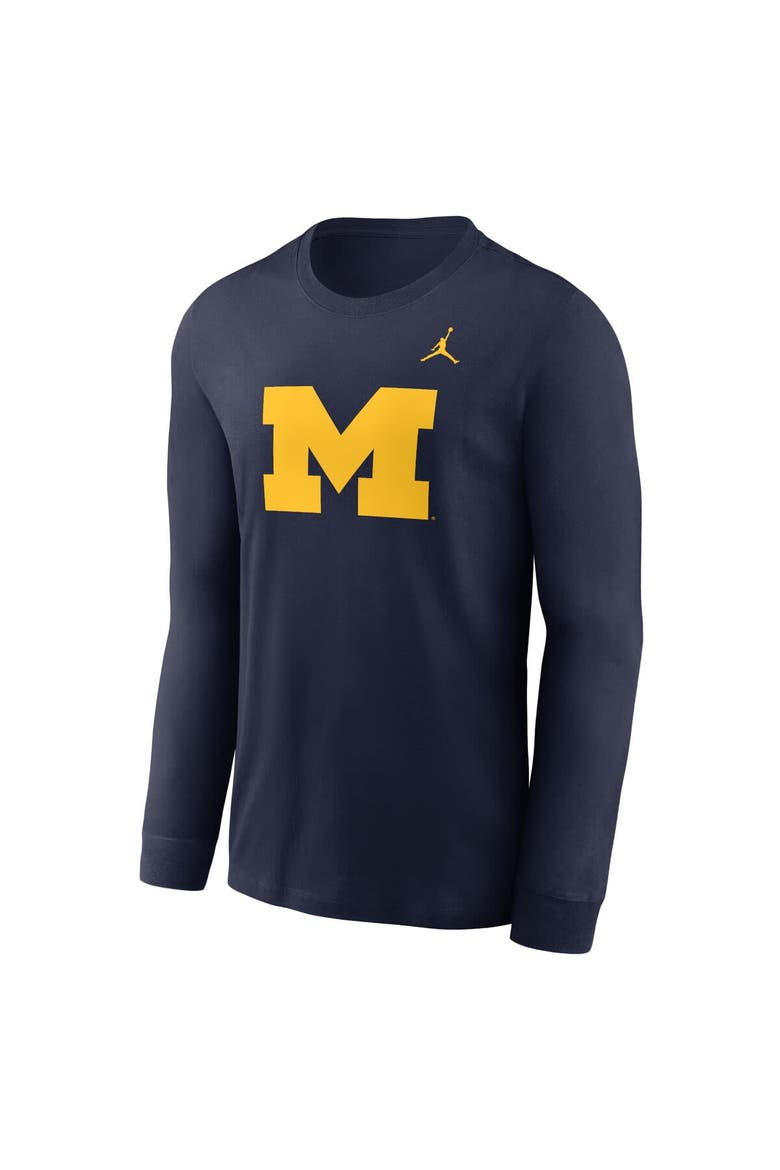 Men's Jordan Brand Navy Michigan Wolverines Primary Logo Long Sleeve T-Shirt, Alternate, color, Navy