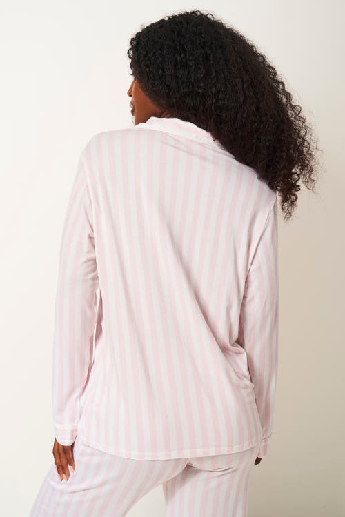 Stripe & Stare Long Pyjama Set In Pale Pink Stripe
