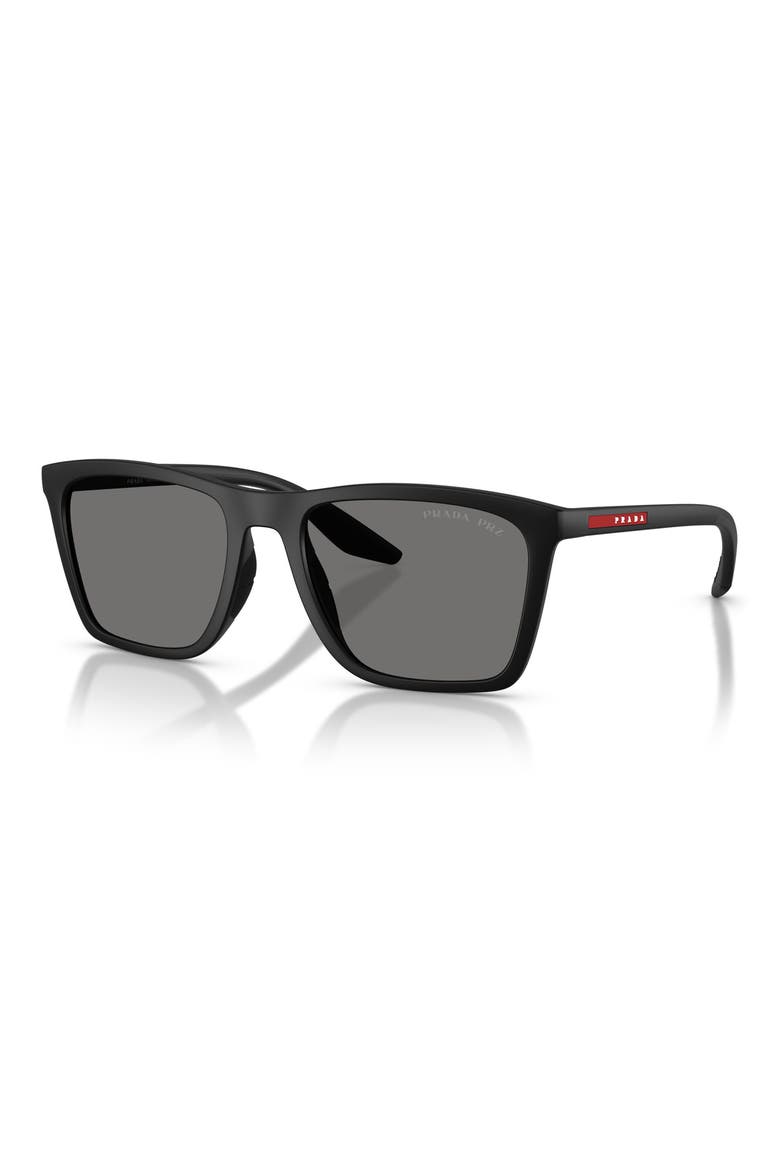 56mm Polarized Pillow Sunglasses, Alternate, color, MATTE BLACK / DARK GREY POLAR