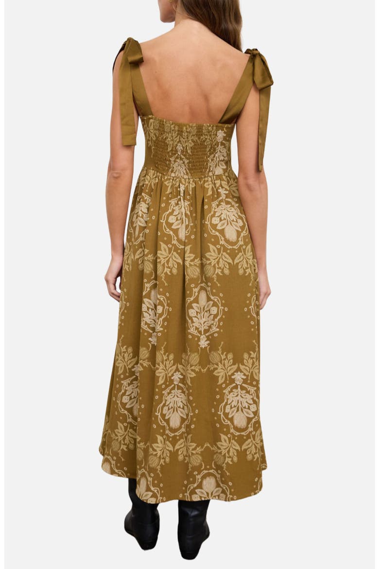Floral Tie Strap Midi Dress, Alternate, color, DARK OLIVE MULTI