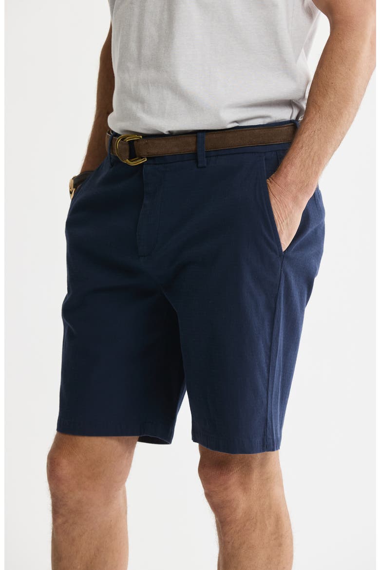 Cotton & Silk Blend Stretch Shorts, Alternate, color, NAVY