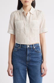 FRAME The Stripe Cotton & Silk Utility Shirt