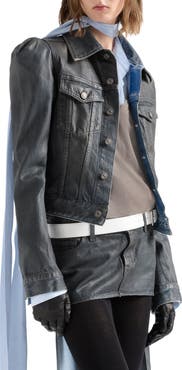 7 For All Mankind Puff Sleeve Trucker Jacket