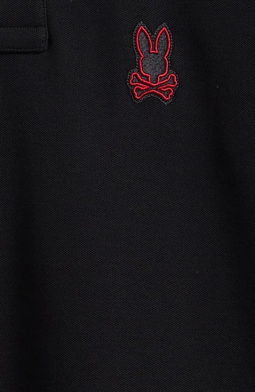 Psycho Bunny Kids' Sayer Bunny Pima Cotton Piqué Polo In Black