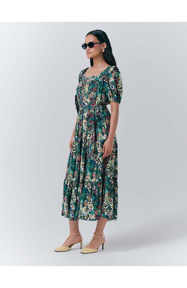 Ghost London Georgia Tiered Floral Midi Dress, Alternate, color, Meadow Floral