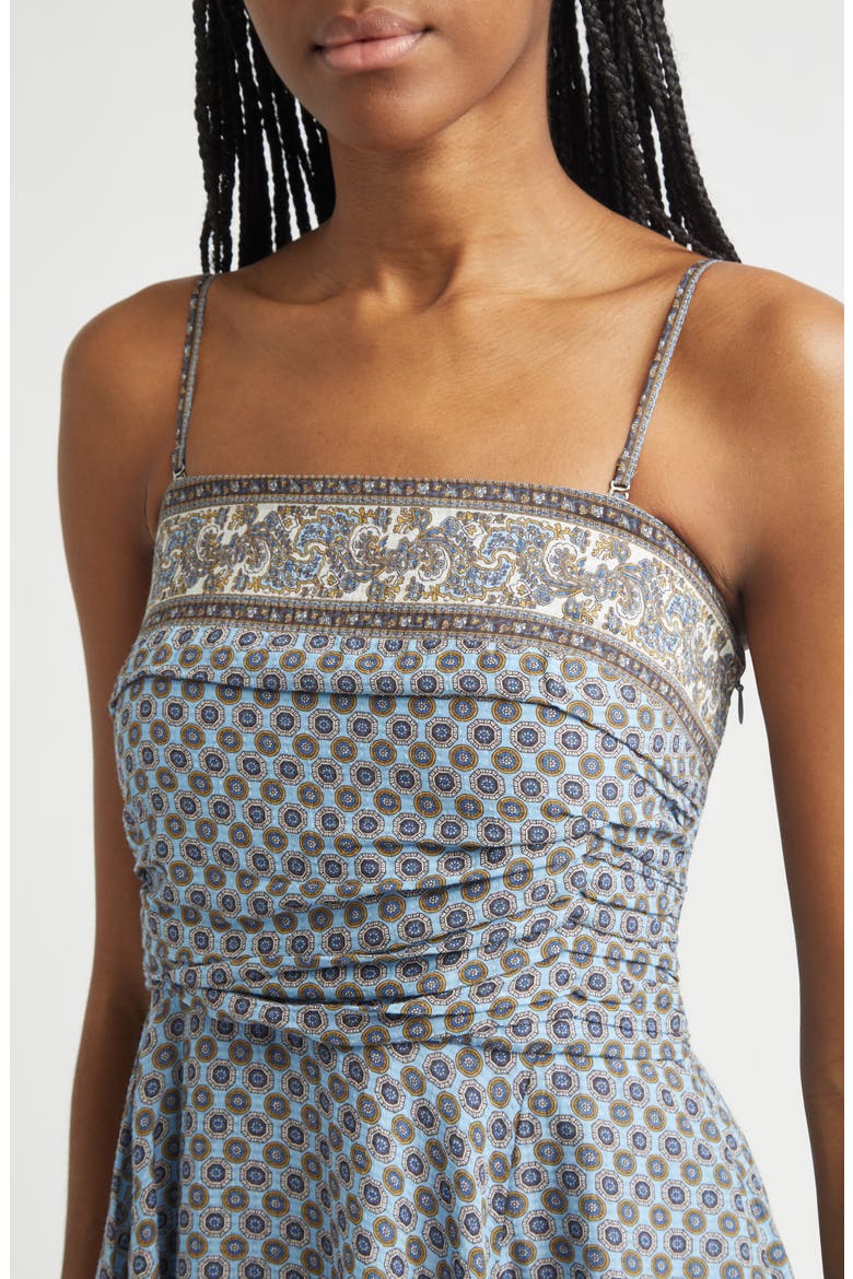 Lana Ruched Medallion & Paisley Print Midi Dress, Alternate, color, BLUE JAY MULTI