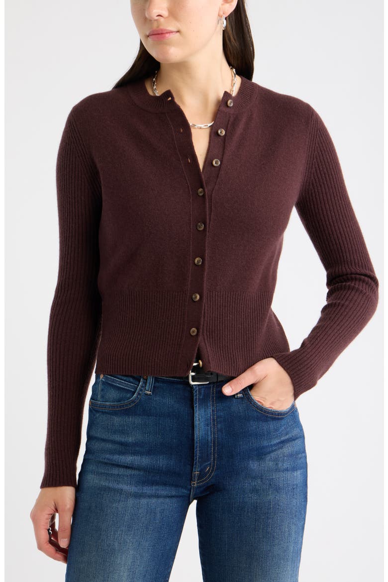 Wool & Cashmere Blend Cardigan, Main, color, BROWN CHOCOLATE