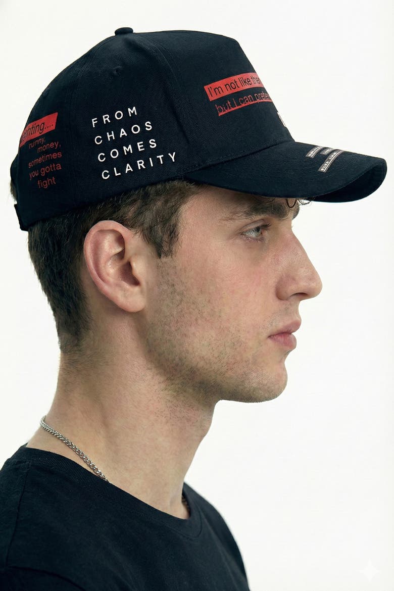 Sayings Mid Rise Printed Cap, Alternate, color, black
