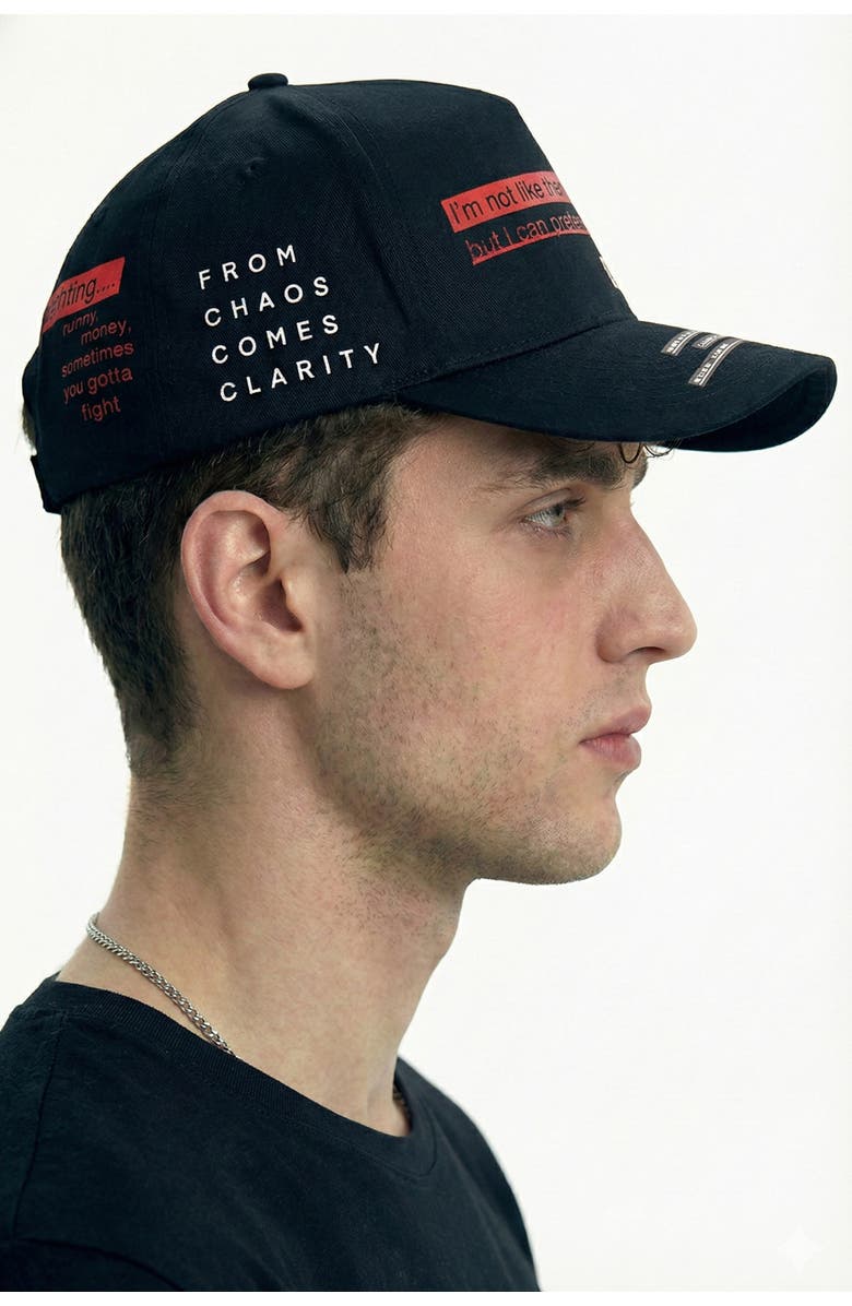 THE CELECT Sayings Mid Rise Printed Cap, Alternate, color, Black