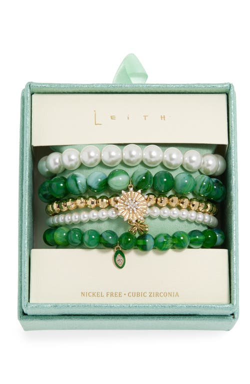 Leith 6-pack Assorted Bead Bracelet In Green Multi- Gold