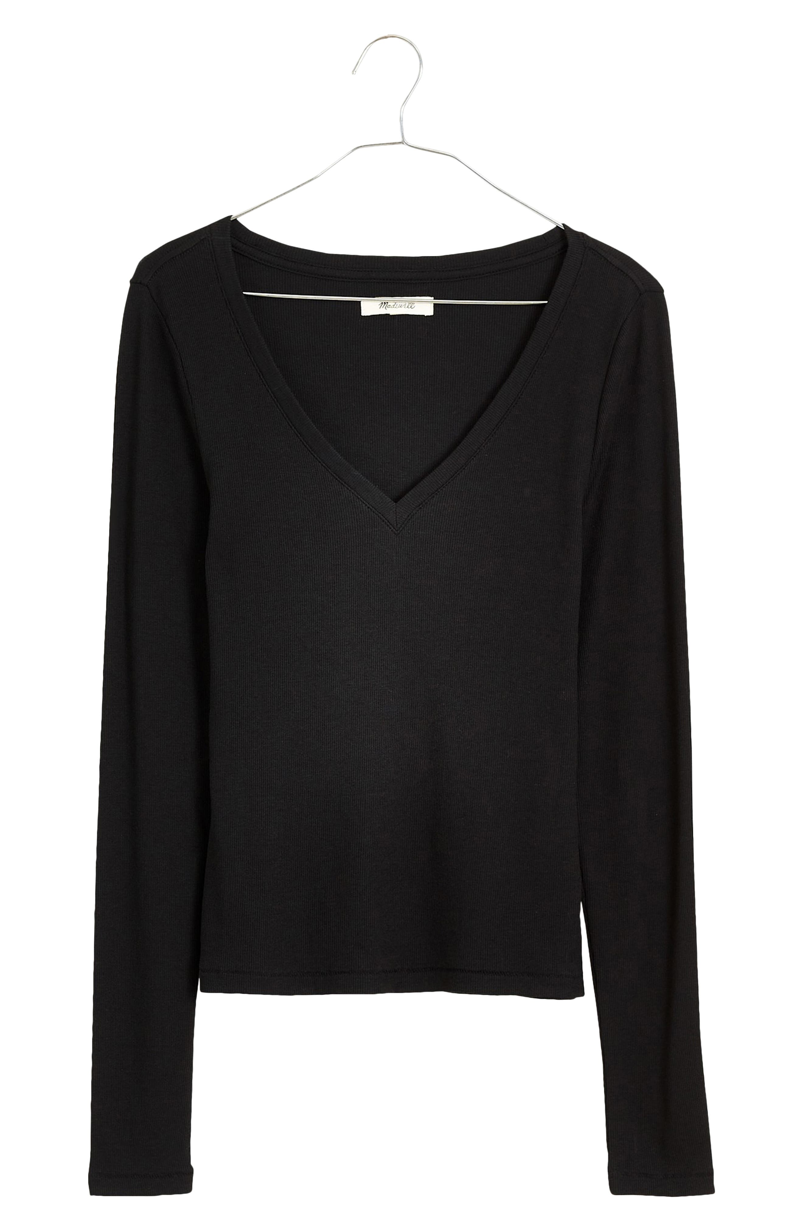 Long Sleeve V-Neck Rib Top