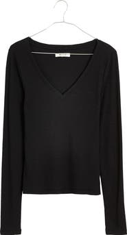 Madewell Long Sleeve V-Neck Rib Top