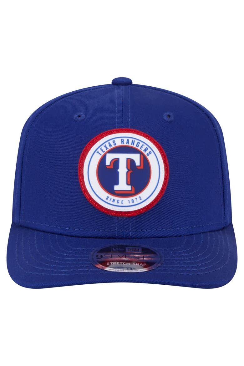 Men's New Era Royal Texas Rangers Circle Patch 9SEVENTY Stretch-Snap Hat, Alternate, color, Royal