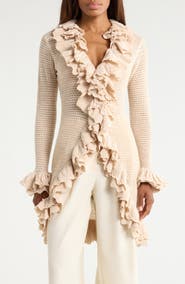 ALICE + OLIVIA Yara Ruffle Wool Cardigan