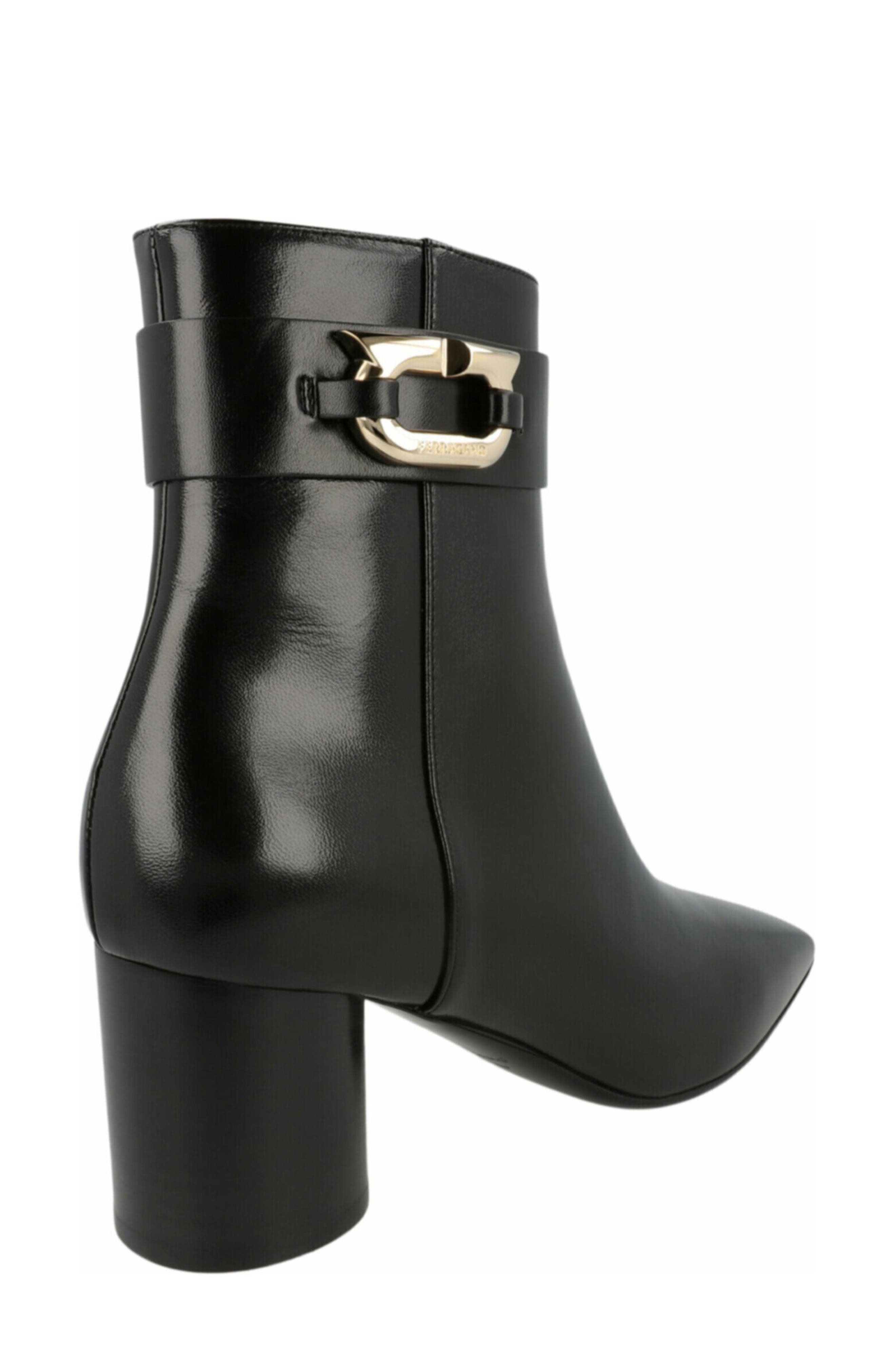 FERRAGAMO Placida Leather Bootie, Alternate, color, Black