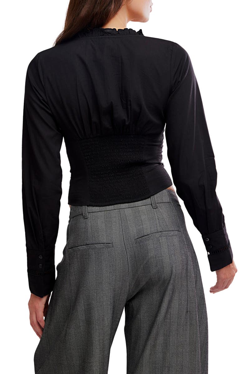 Free People Frankie Long Sleeve Ladder Stitch Corset Top, Alternate, color, Black