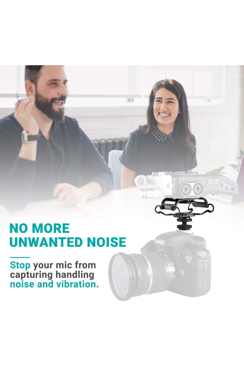 MOVO SMM5-B Universal Microphone and Portable Recorder Shock Mount - Fits The Zoom H4n, H5, H6, Tascam DR-40, DR-05, DR-07 with 1/4 Mounting Screw, Alternate, color, Black