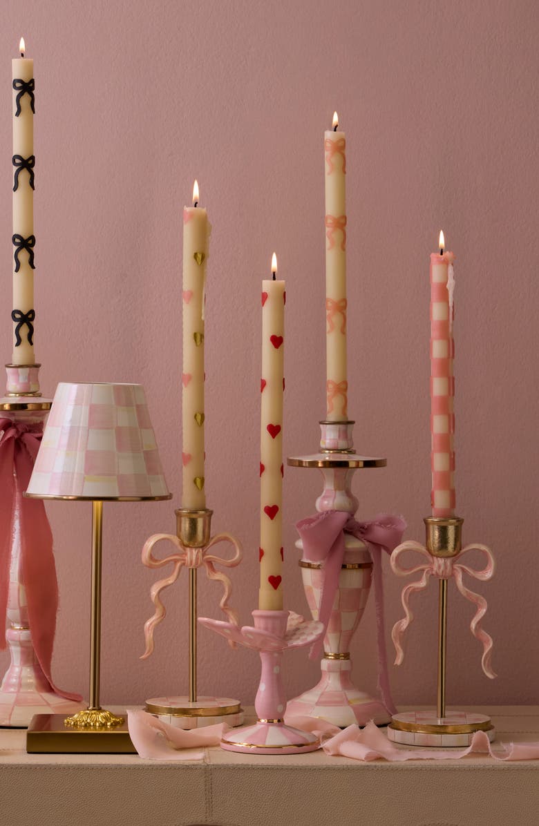 MACKENZIE CHILDS Set of 2 Red Heart Taper Dinner Candles, Alternate, color, Hearts