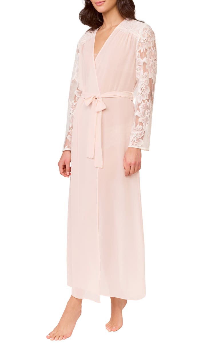 Rya Collection Royale Lace Sleeve Chiffon Robe, Main, color, 