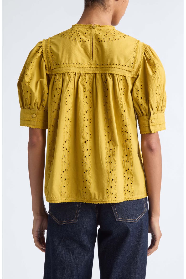 Una Eyelet Cotton Top, Alternate, color, CITRINE