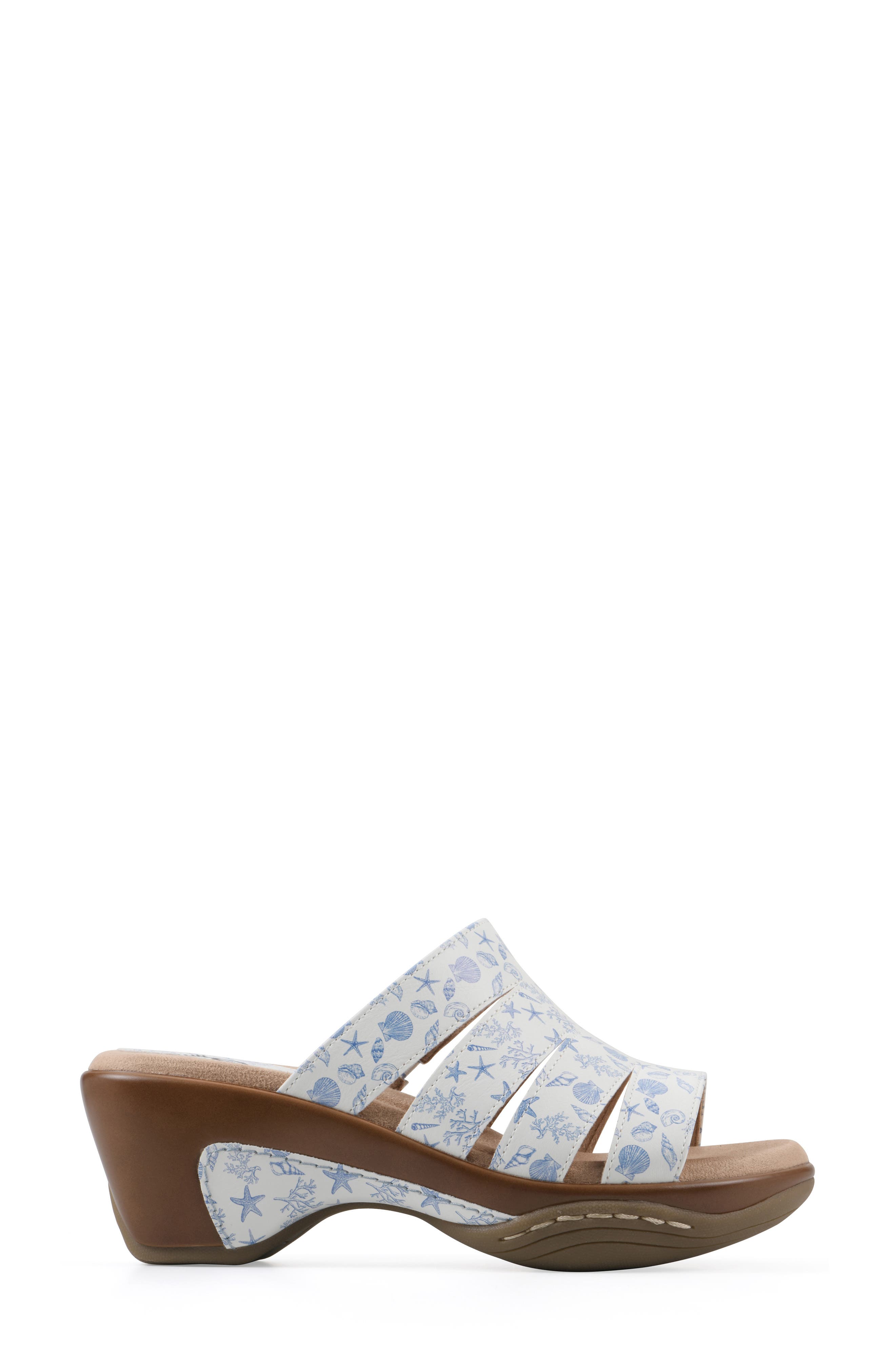 Valora Wedge Sandal, Alternate, color, OCEANBLUE/ SEASHELL/ SMOOTH