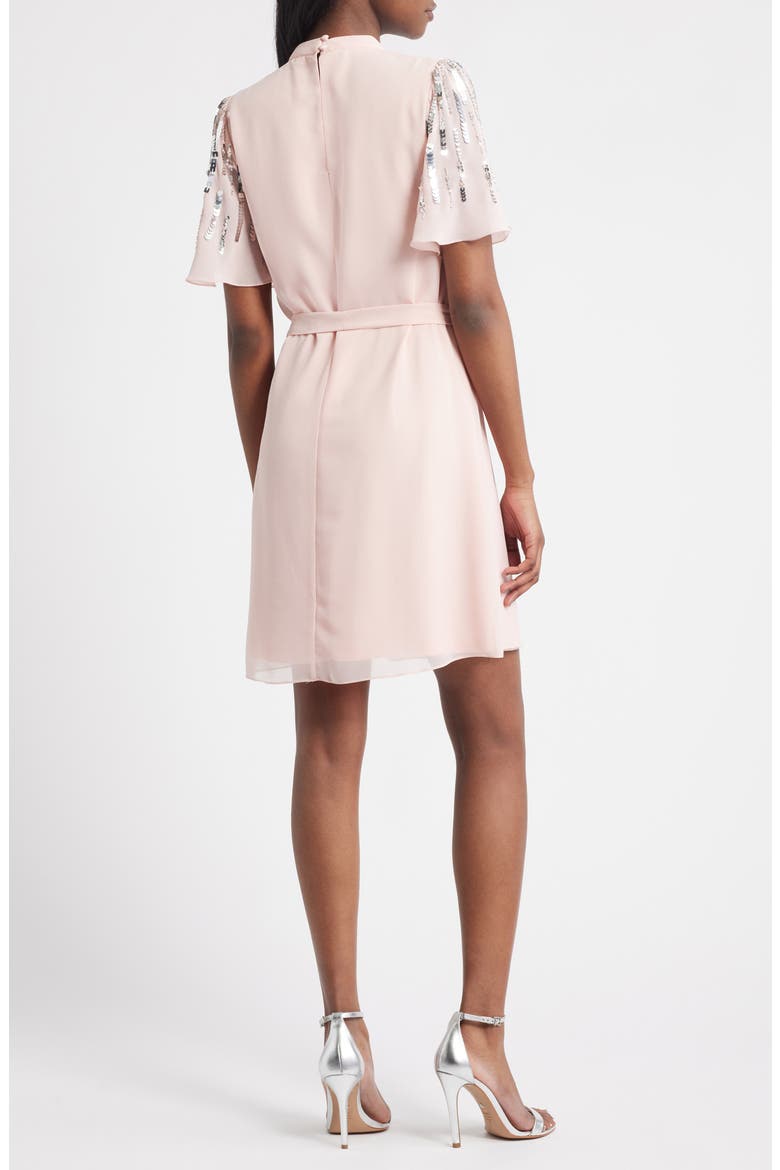 Sequin Embellished Cutout Tie Waist Dress, Alternate, color, PINK
