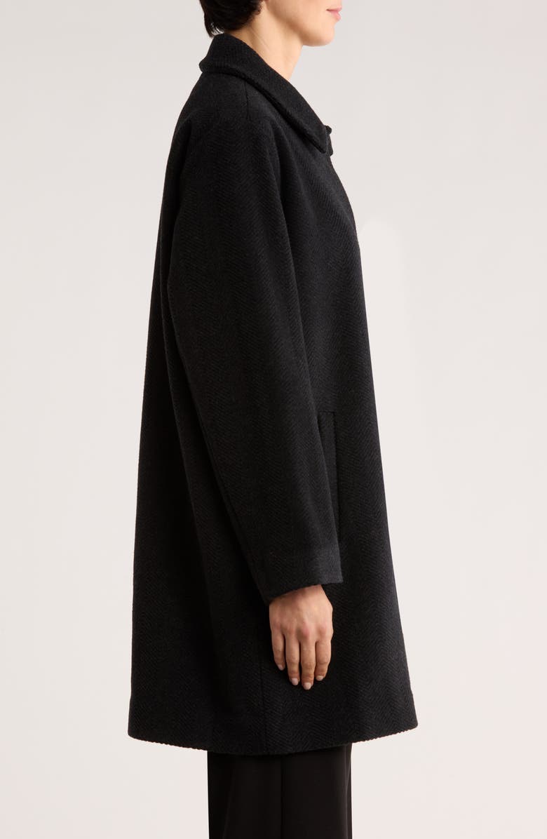 Eileen Fisher Classic Collar Wool Herringbone Coat, Alternate, color, Charcoal