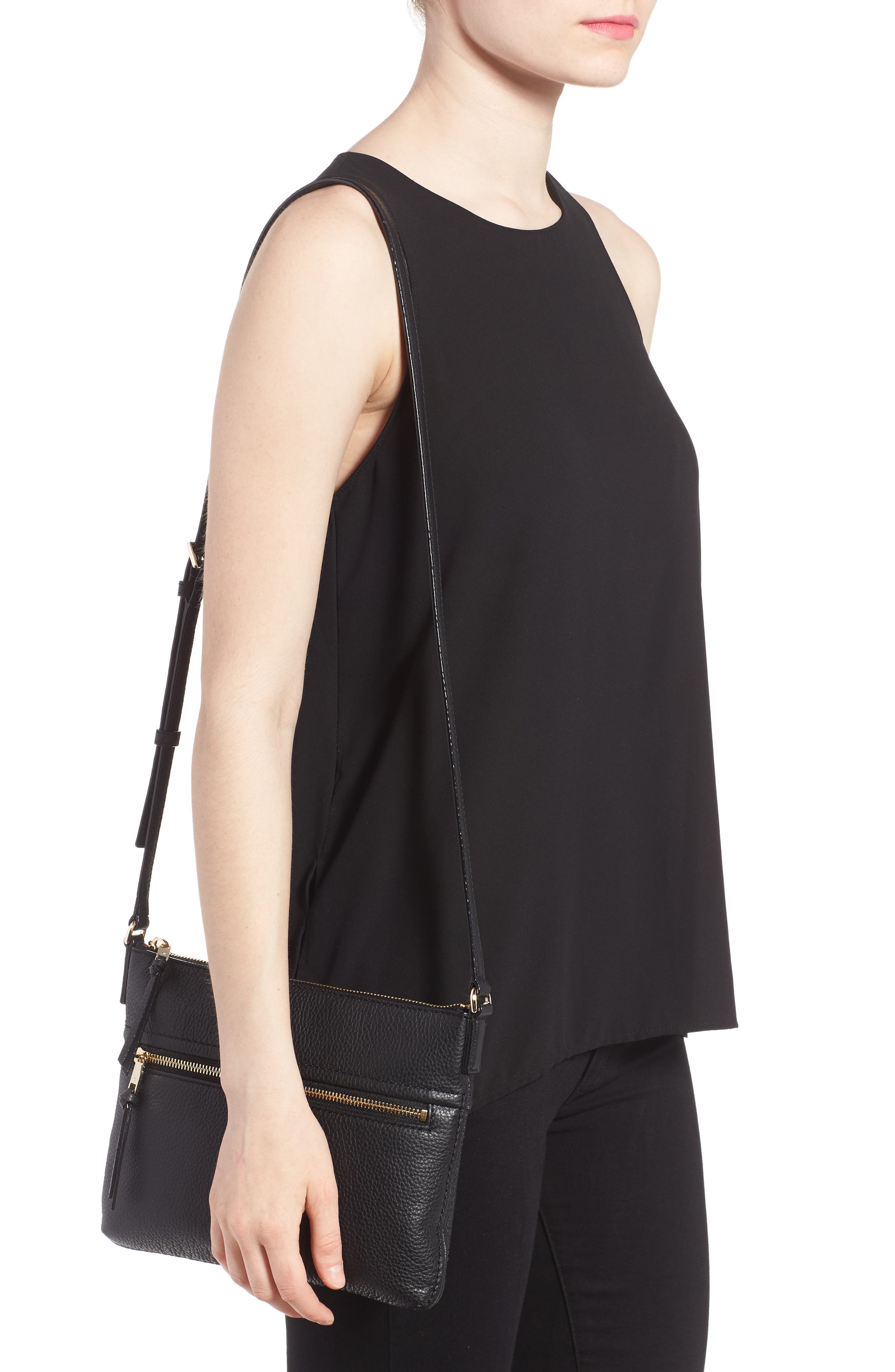 jackson street - gabriele leather crossbody bag, Alternate, color, BLACK