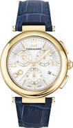 FERRAGAMO Croc-Embossed Leather Strap Chronograph Watch, 40mm