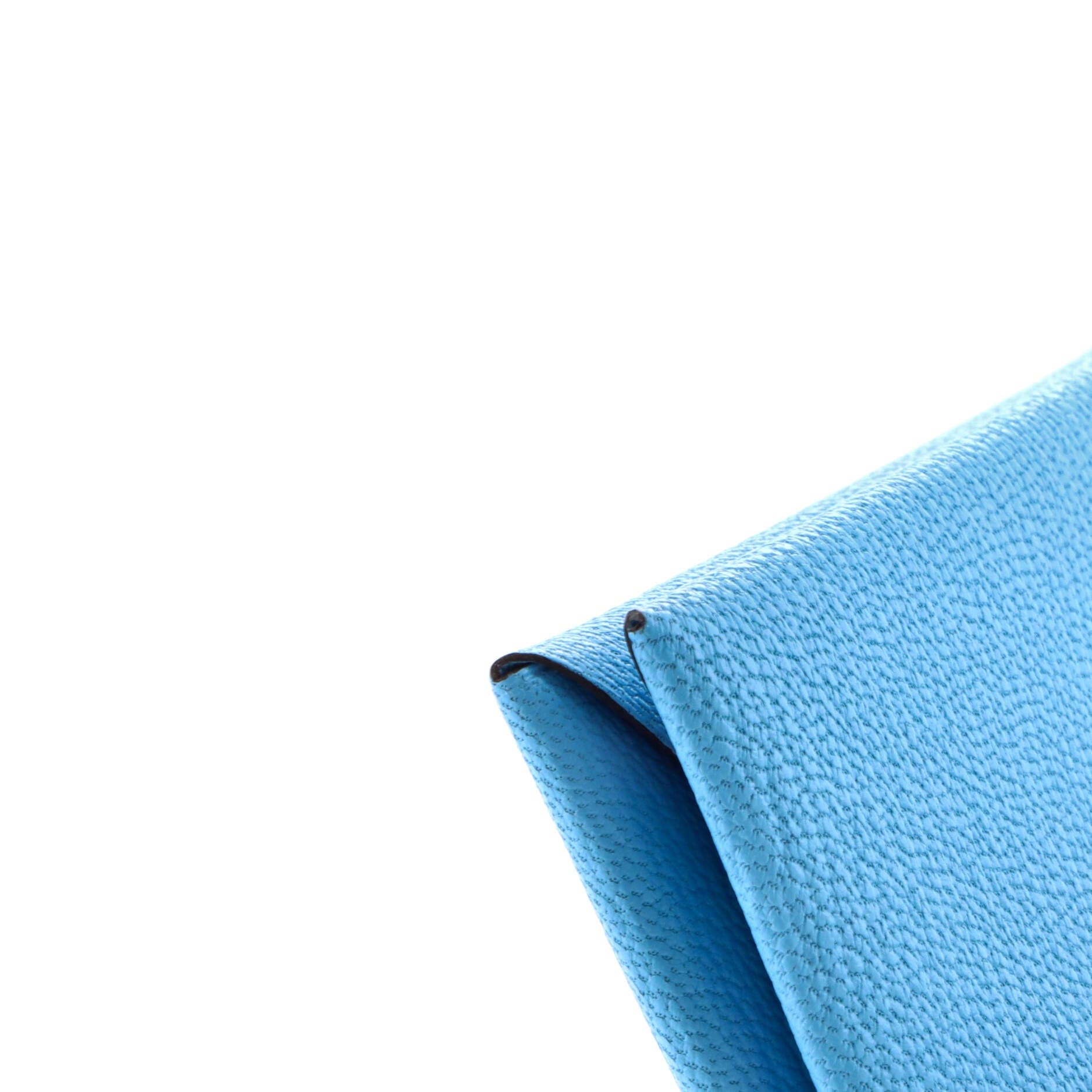 Pre-Owned Hermes Calvi Duo Card Holder Chevre Mysore, Alternate, color, Bleu Zephyr