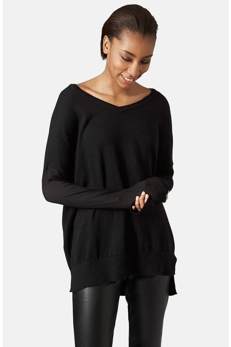 V-Neck Sweater, Main, color, BLACK