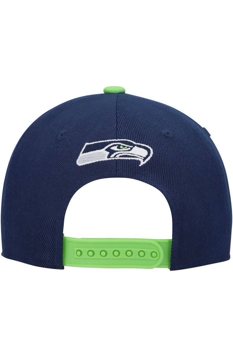 Outerstuff Youth College Navy Seattle Seahawks On Trend Precurved A-Frame Snapback Hat, Alternate, color, 