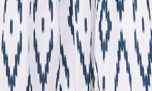 Halogen ® Abstract Print Long Sleeve Tiered Cotton Maxi Shirtdress In Blue