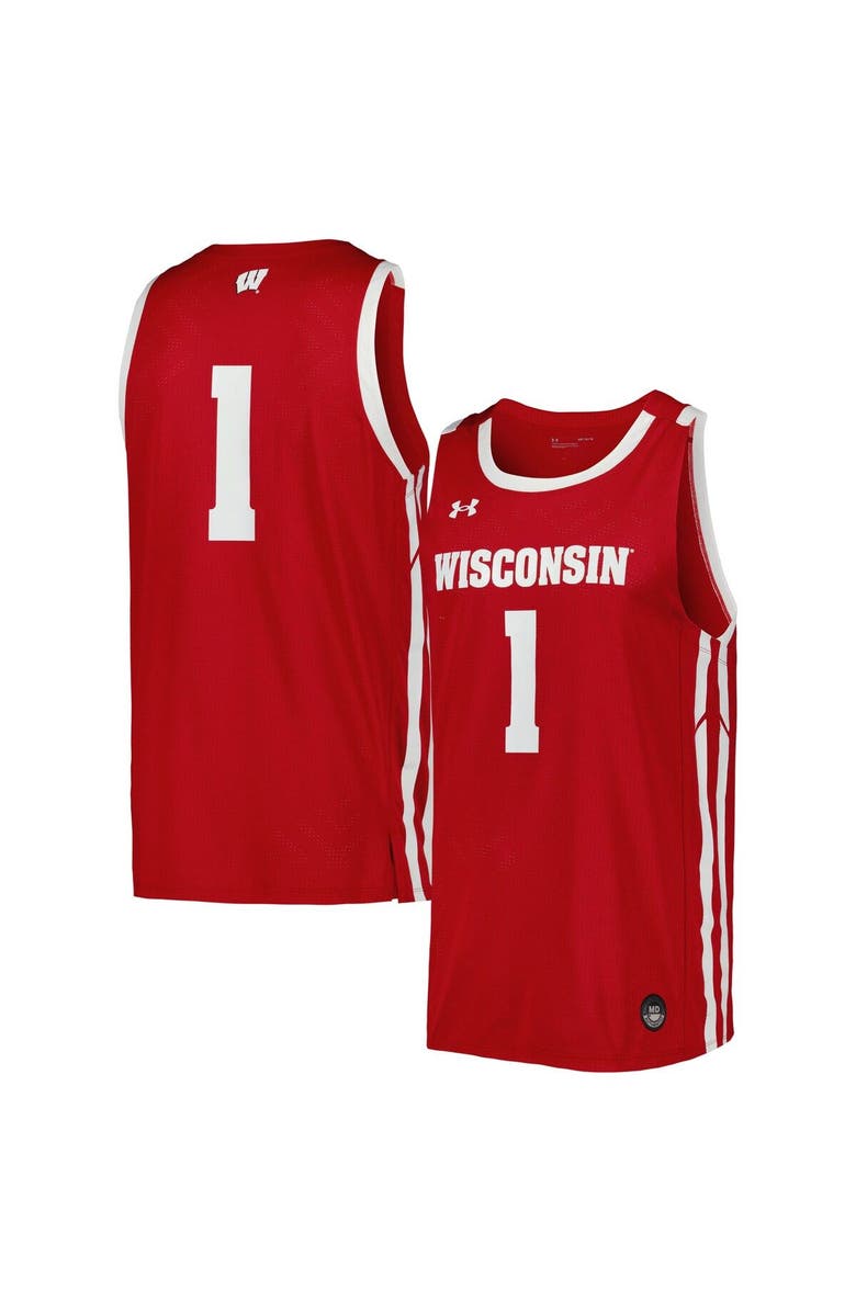Under Armour Men's Under Armour Red Wisconsin Badgers Replica Basketball Jersey, Main, color, 