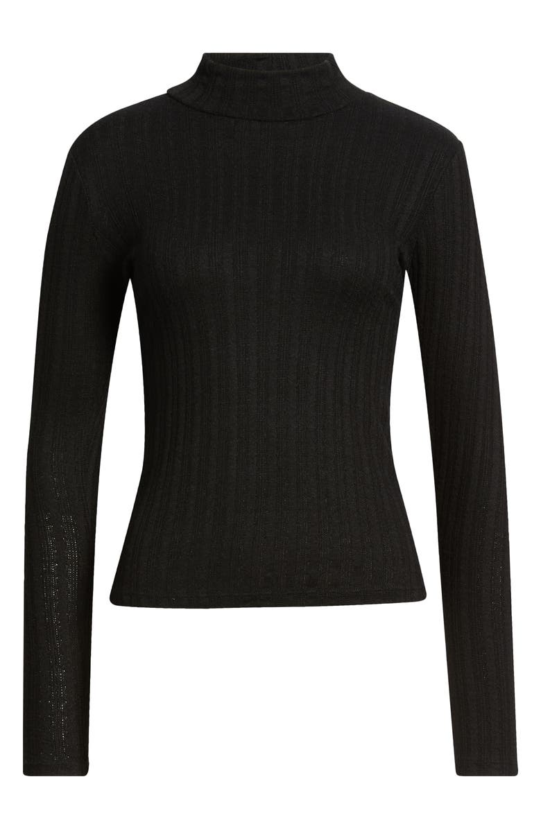 MANGO Mock Neck Long Sleeve Rib Top, Alternate, color, Black