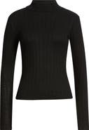 MANGO Mock Neck Long Sleeve Rib Top