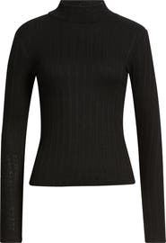 MANGO Mock Neck Long Sleeve Rib Top