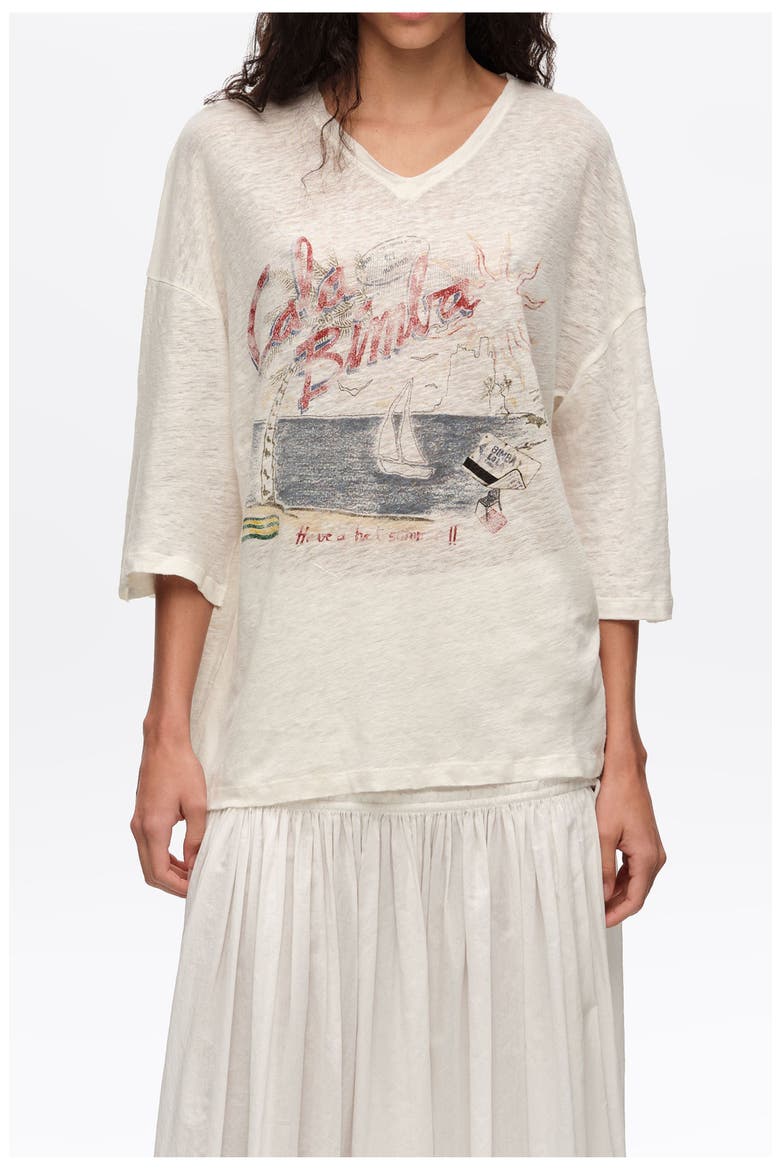 Faded Linen Bimba Cala Logo T-Shirt, Main, color, IVORY