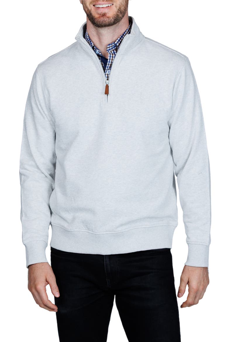 Cotton French Terry Quarter Zip Pullover, Main, color, STONE