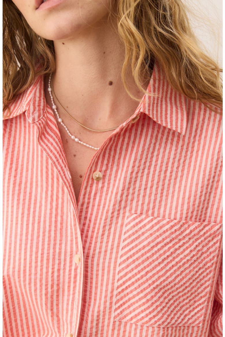 Gracey Seersucker Button-Up Shirt, Alternate, color, HIBISCUS/SAND STRIPE